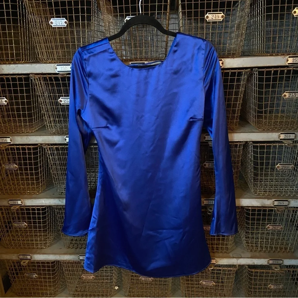 New! Free People x Delfi Collective Amber Royal Blue Satin Dress 2852
